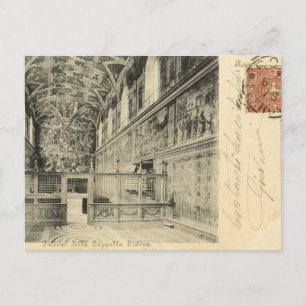 Vintage Rome, 1890, Sistine Chapel Interior Postcard