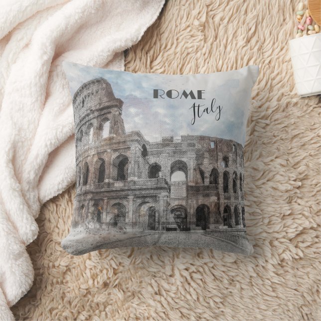 Vintage Rome Colosseum Throw Pillow – Italian Land (Blanket)