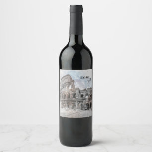 Vintage Rome Colosseum Wine Label – Travel Art