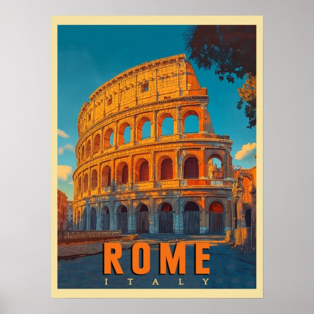 Vintage Rome Italy: Colosseum & Ancient Wonders Poster (Front)