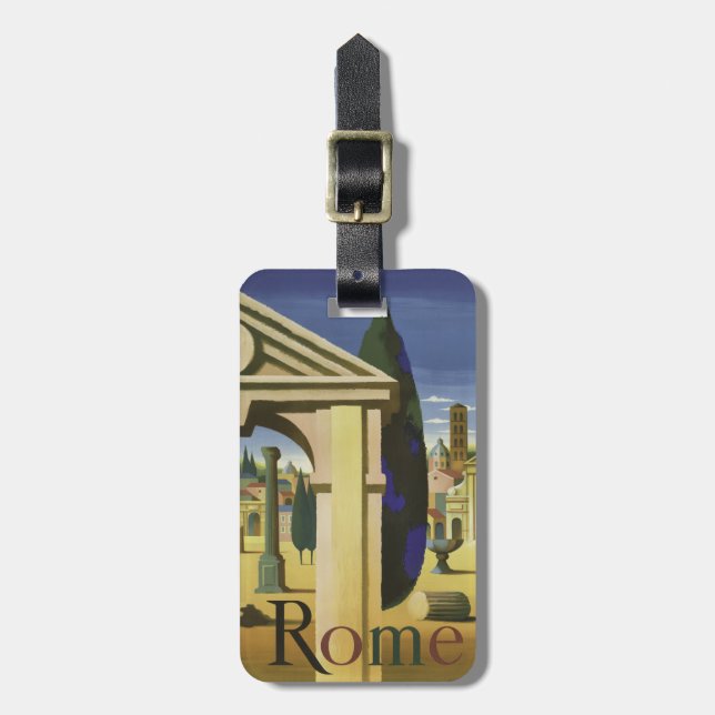 Vintage Rome Italy custom luggage tag (Front Vertical)