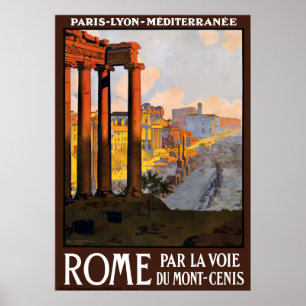 Vintage Rome Italy Ruins Travel Poster