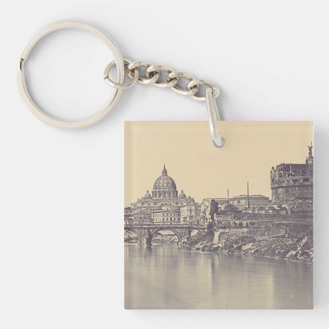 Vintage Rome Tiber Castle And Vatican Fine Art Keychain (Front)
