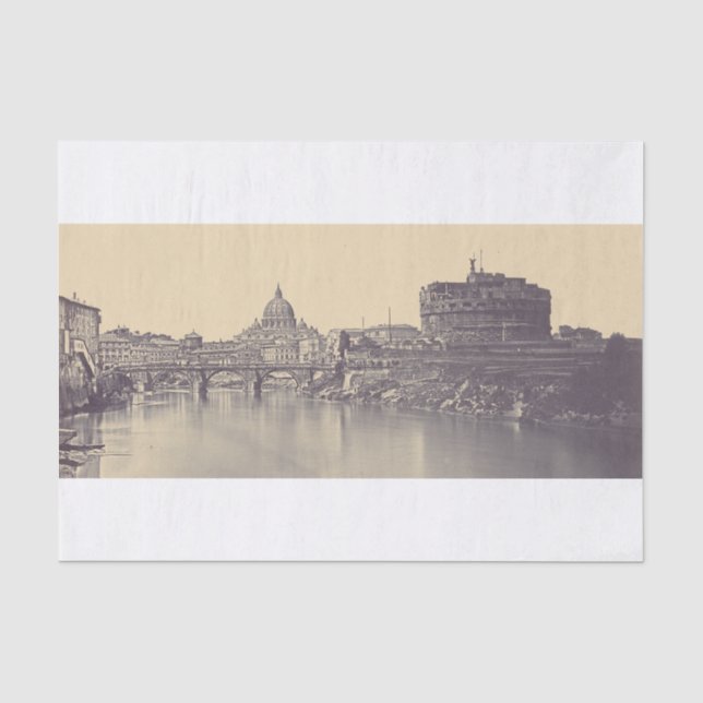 Vintage Rome Tiber Castle And Vatican Fine Art Tissue Paper (Front)