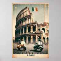 Vintage Rome Vespa and Colosseum