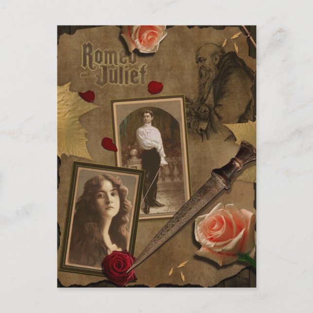 Vintage Romeo and Juliet Scrapbook Postcard (Front)