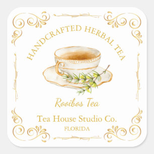 Vintage Rooibos Tea Square Label