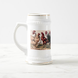 Vintage Rooster and Chickens Country stein