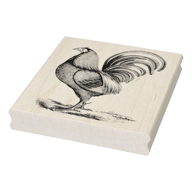 Vintage Rooster Facing Left Rubber Art Stamp (Stamp)