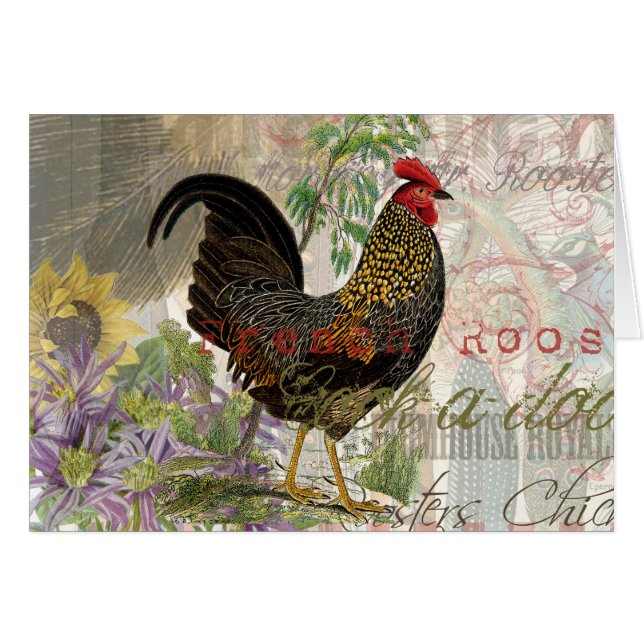 Vintage Rooster French Collage Farm Pet (Front Horizontal)
