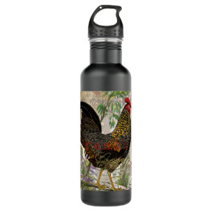 Vintage Rooster French Collage Farm Pet 710 Ml Water Bottle