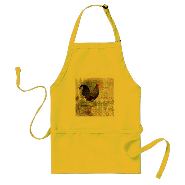 Vintage Rooster French Collage Farm Pet Standard Apron (Front)
