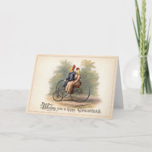 Vintage Rooster & Hen Christmas Card