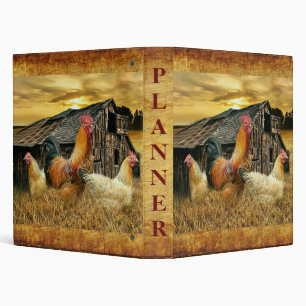 Vintage Rooster Hens Rustic Barn Coop Binder