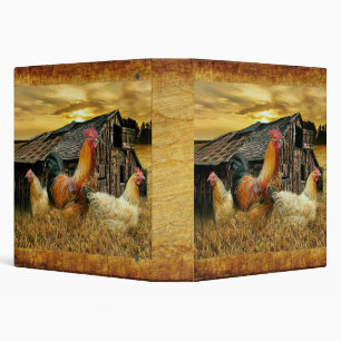 Vintage Rooster Hens Rustic Barn Coop Binder