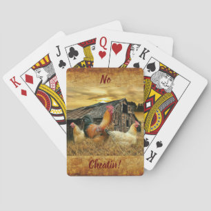 Vintage Rooster Hens Rustic Barn Coop Playing Cards