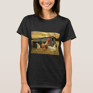 Vintage Rooster Hens Rustic Barn Coop T-Shirt