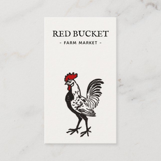 Vintage Rooster Illustration Rustic Business Card (Front)