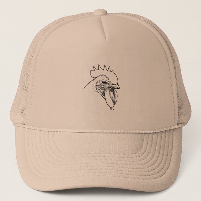 Vintage Rooster Illustraton Trucker Hat (Front)