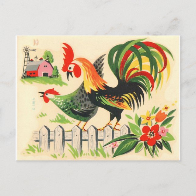 Vintage Rooster Postcard (Front)