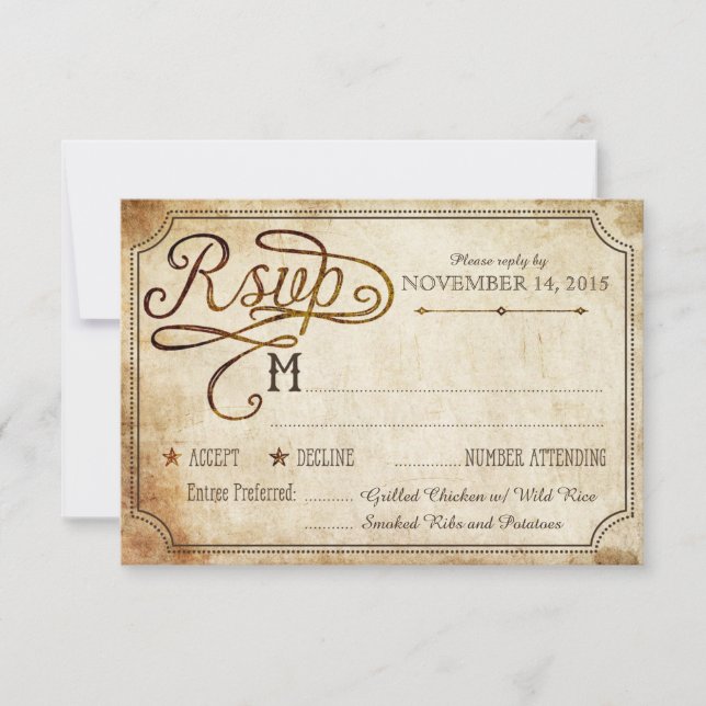 Vintage Rooster Rustic Country RSVP Card (Front)