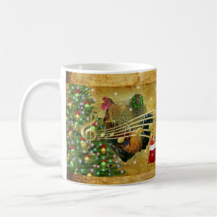 Vintage Rooster Singing Christmas Carols Coffee Mug