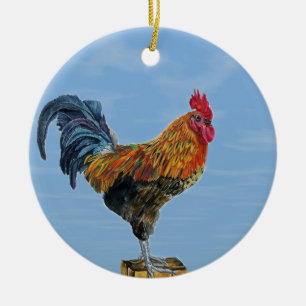Vintage Rooster Sky Customize animal Chicken Ceramic Ornament