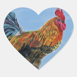 Vintage Rooster Sky Customize animal Chicken Heart Sticker