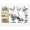 Vintage Roosters Hens Farm Decoupage Collage