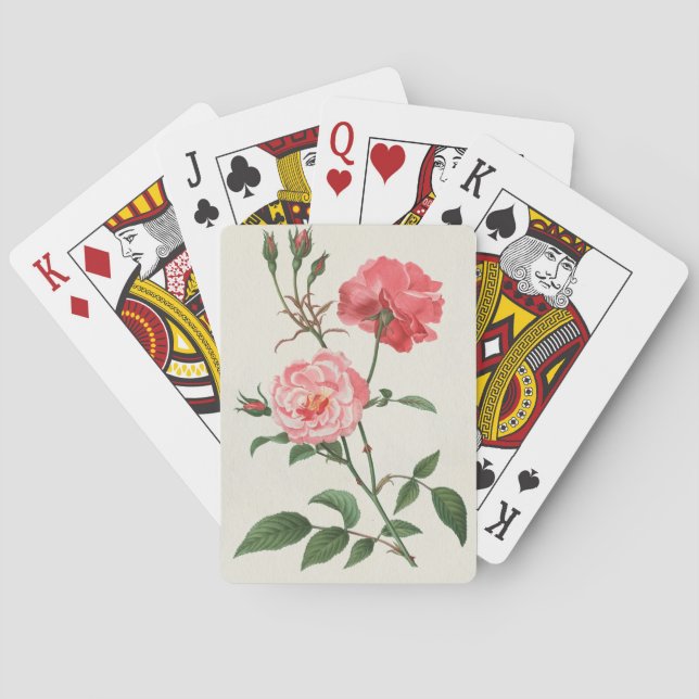 Vintage Rosa Flowers Playing Cards (Back)