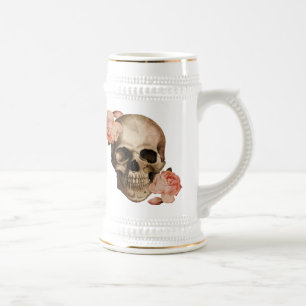 Vintage Rosa Skull Collage Beer Stein