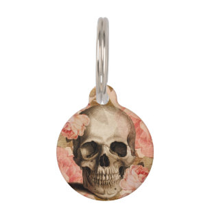 Vintage Rosa Skull Collage Pet Tag
