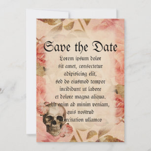 Vintage Rosa Skull Collage Save The Date