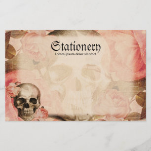 Vintage Rosa Skull Collage Stationery
