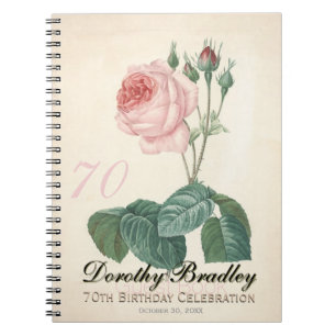 Vintage Rose 70th Birthday Celebration Guest Book