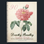Vintage Rose 90th Birthday Celebration Guest Book<br><div class="desc">Customizable 90th Birthday Guest Book (spiral notebook) with Vintage Botanical Watercolors of rose by Pierre-Joseph Redouté. You can easily change text colour, font, size and position by clicking the customize button. Available in hard cover. Matching birthday invitation and more... -------------- "Pierre-Joseph Redouté (10 July 1759 in Saint-Hubert, Belgium – 19...</div>