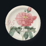 Vintage Rose 95th Birthday Party Paper Plates 2<br><div class="desc">Customizable Birthday Celebration Paper Plates with Vintage Botanical Watercolors by Pierre-Joseph Redouté. You can easily change text colour, font, size and position by clicking the customize button. "Pierre-Joseph Redouté (10 July 1759 in Saint-Hubert, Belgium – 19 June 1840 in Paris), was a Belgian painter and botanist, known for his watercolours...</div>