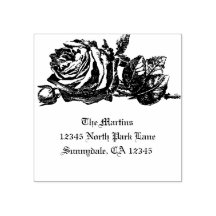 vintage rose address stamp