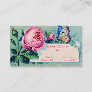 Vintage Rose and Butterfly Business Card