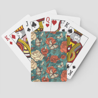 Vintage Rose and Butterfly Classic Playing Card