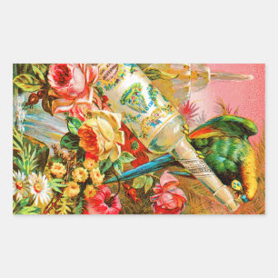 Vintage Rose and Parrot Sticker