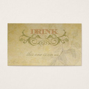 Vintage Rose and Swirl Wedding Drink Ticket