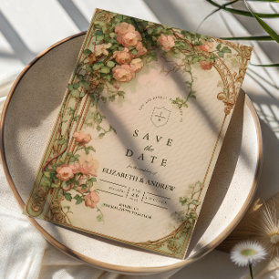 Vintage Rose Arch Wedding Save The Date