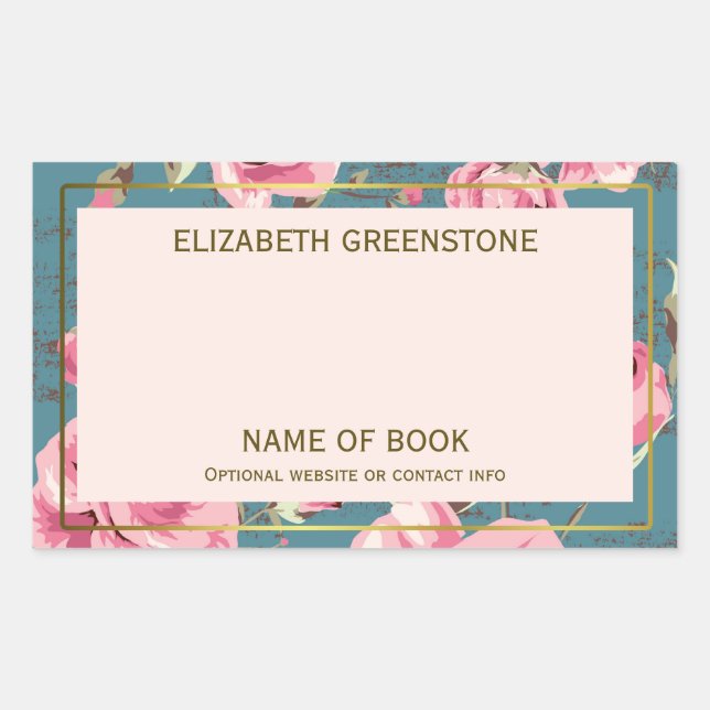 Vintage Rose Author Signature Bookplate Sticker (Front)
