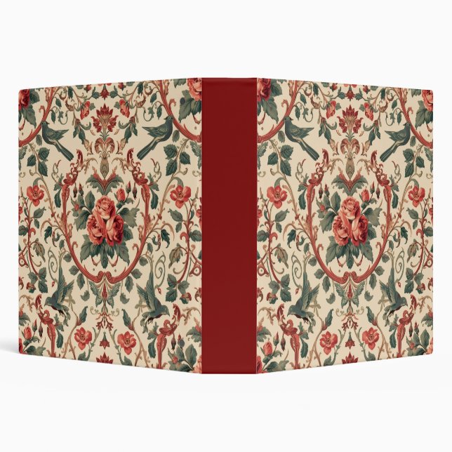 Vintage Rose & Bird Pattern Romantic Art Nouveau Binder (Background)