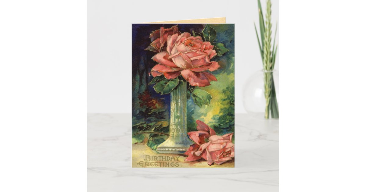 Vintage Rose Birthday Card | Zazzle.ca