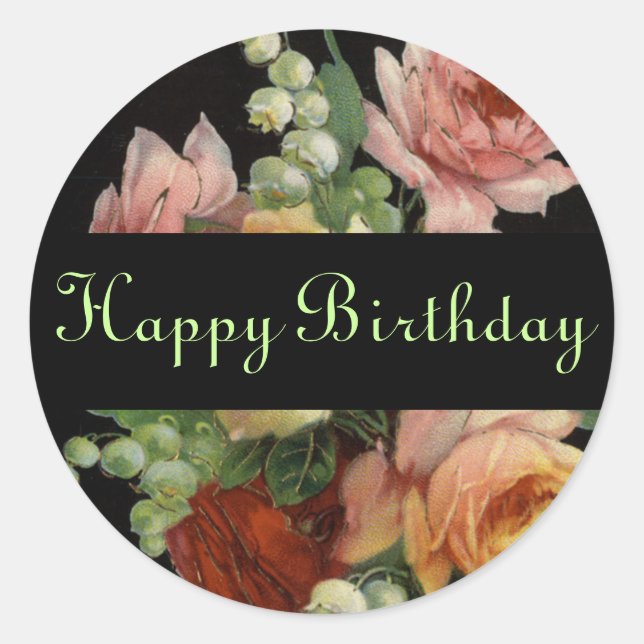 Vintage Rose Birthday Stickers (Front)