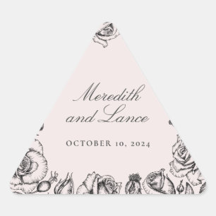Vintage Rose Border Pink Wedding Stickers