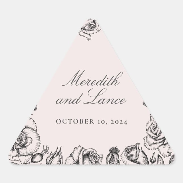 Vintage Rose Border Pink Wedding Stickers (Front)