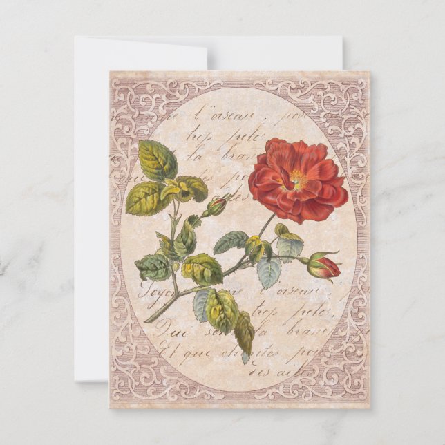 Vintage Rose Botanical Birthday Garden Party Invitation (Front)